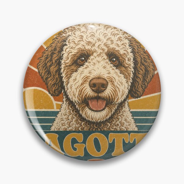 Item preview, Lagotto Romagnolo Retro Sunset Emblem Lagotto Dad designed and sold by BoosterShop.
