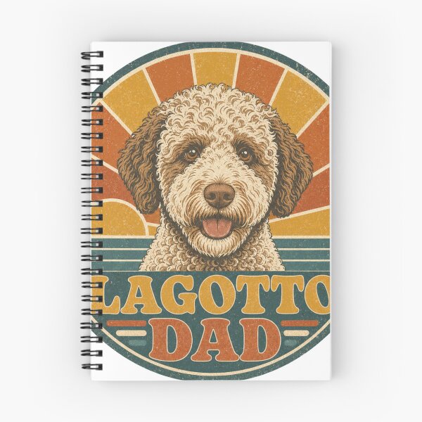 Item preview, Lagotto Romagnolo Retro Sunset Emblem Lagotto Dad designed and sold by BoosterShop.