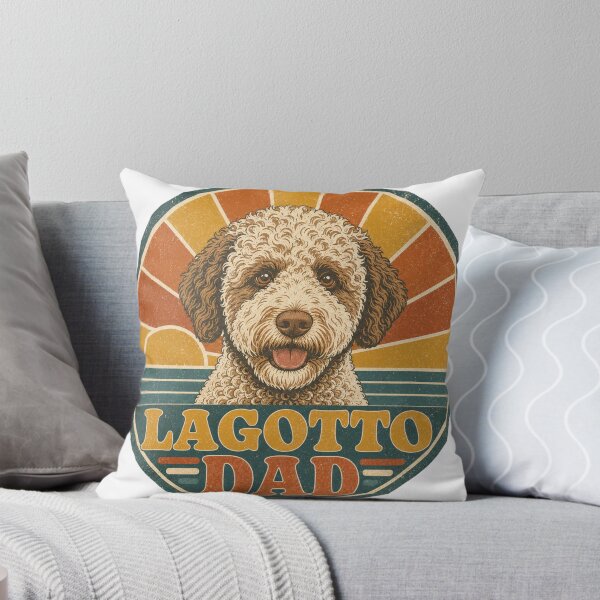 Item preview, Lagotto Romagnolo Retro Sunset Emblem Lagotto Dad designed and sold by BoosterShop.