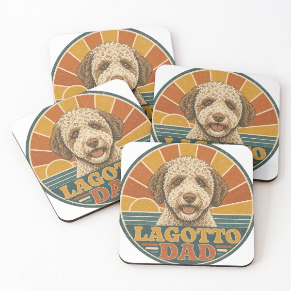 Item preview, Lagotto Romagnolo Retro Sunset Emblem Lagotto Dad designed and sold by BoosterShop.