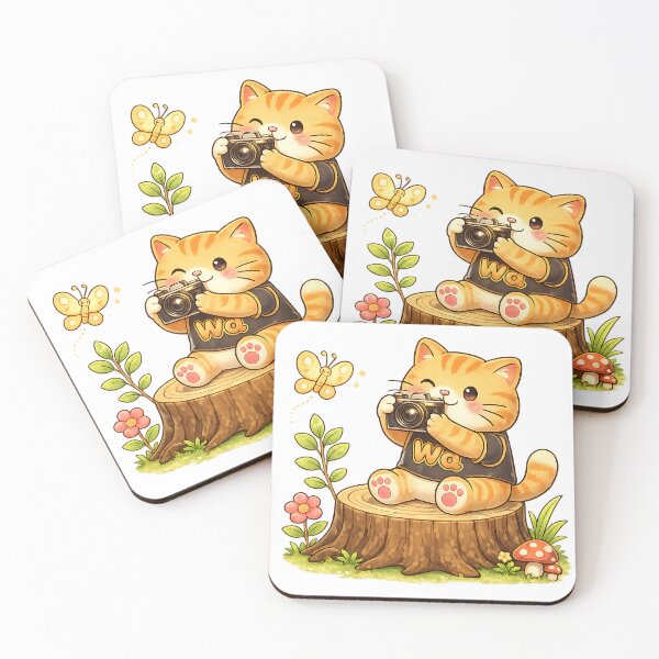 Item preview, Kawaii Orange Cat Taking Nature Photos Cute Cartoon Animal Design designed and sold by Wawa5656.