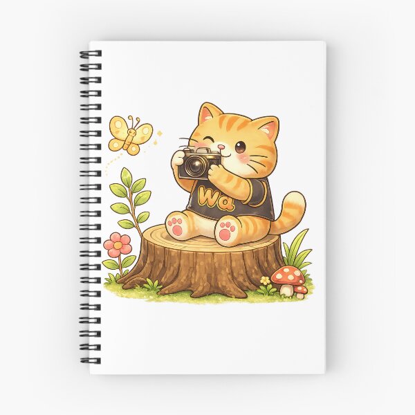 Item preview, Kawaii Orange Cat Taking Nature Photos Cute Cartoon Animal Design designed and sold by Wawa5656.
