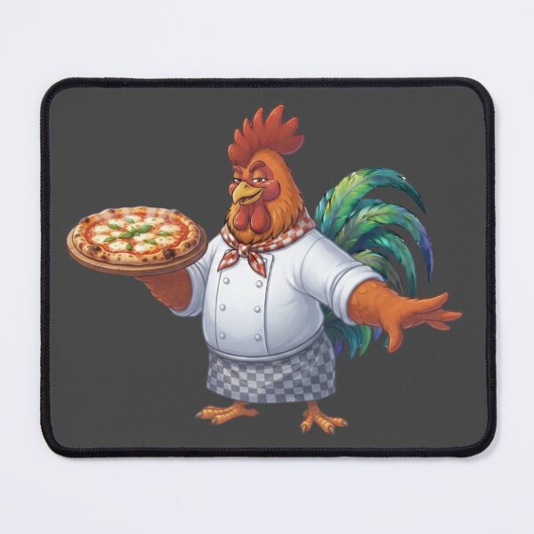 Item preview, Cute Rooster Chef Serving Fresh Pizza Kitchen Art designed and sold by BreezifyDesignStudio.