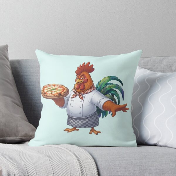 Item preview, Cute Rooster Chef Serving Fresh Pizza Kitchen Art designed and sold by BreezifyDesignStudio.