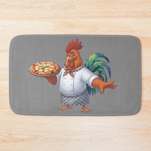 Item preview, Cute Rooster Chef Serving Fresh Pizza Kitchen Art designed and sold by BreezifyDesignStudio.