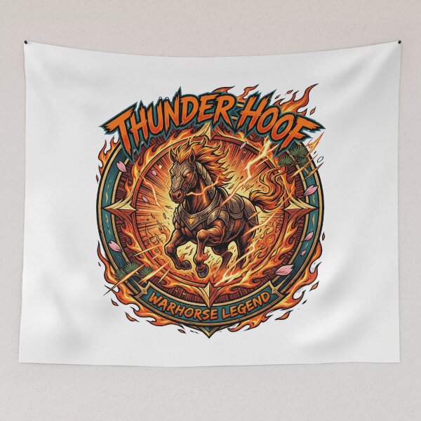 Item preview, Thunder Hoof — Blazing Fire Horse Japanese Ukiyo-e Style Tee v3 designed and sold by CornishPixiPony.
