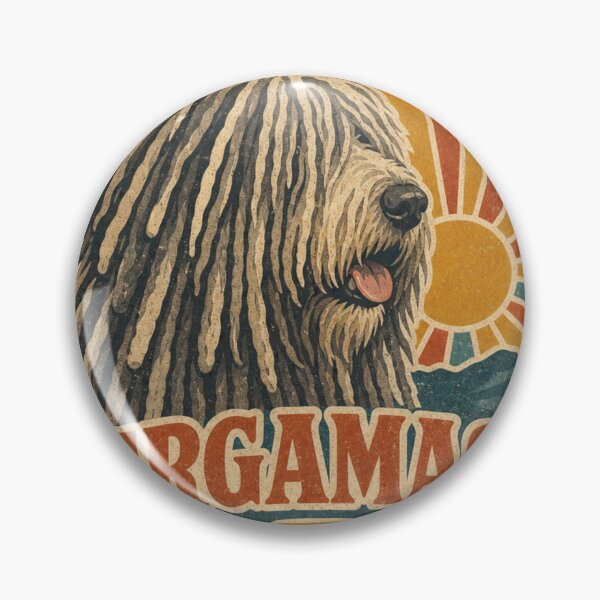 Artikelvorschau, Bergamasco Schaeferhund Retro Sonnenuntergang Emblem Bergamasco Dad entworfen und verkauft von BoosterShop.