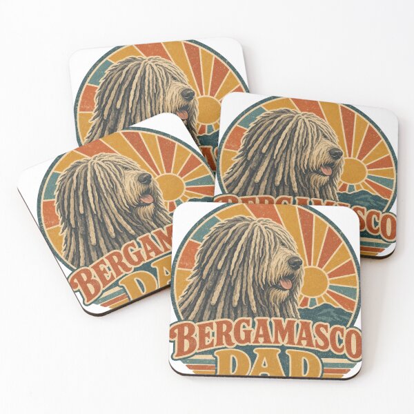 Item preview, Bergamasco Shepherd Dog Retro Sunset Emblem Bergamasco Dad designed and sold by BoosterShop.