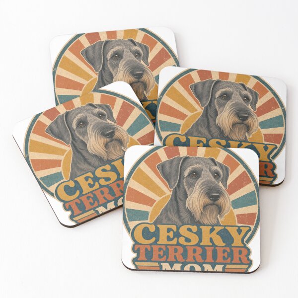 Item preview, Cesky Terrier Retro Sunset Emblem Cesky Terrier Mom designed and sold by BoosterShop.