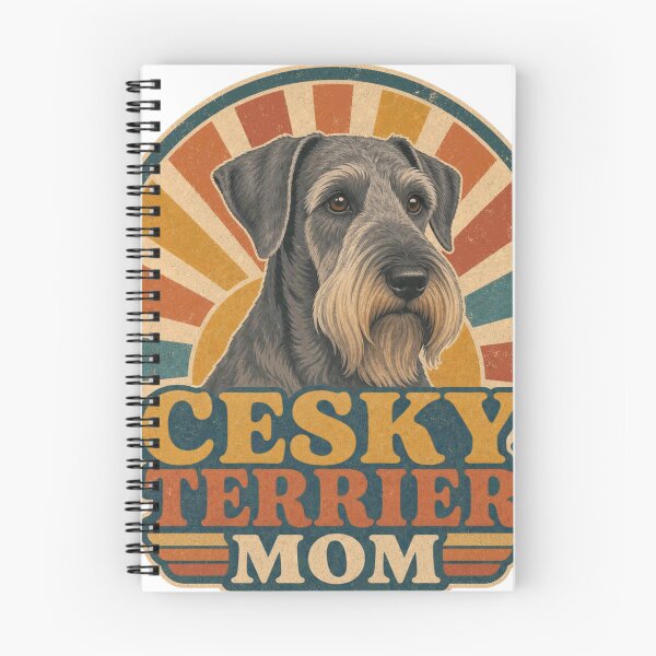 Item preview, Cesky Terrier Retro Sunset Emblem Cesky Terrier Mom designed and sold by BoosterShop.
