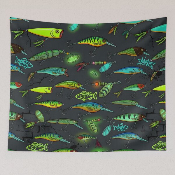 Item preview, Street Fishing Urban Lures Seamless Pattern  designed and sold by ThirdShiftLab.
