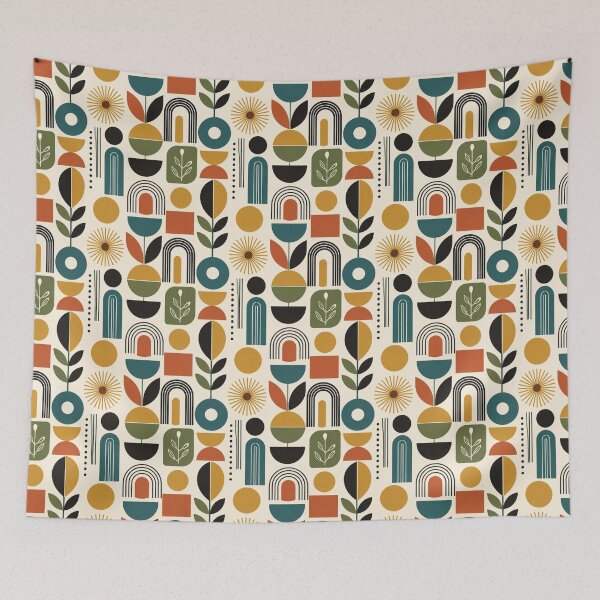 Item preview, Mid Century Modern Geometric Botanical Pattern designed and sold by BROHLine Studio.