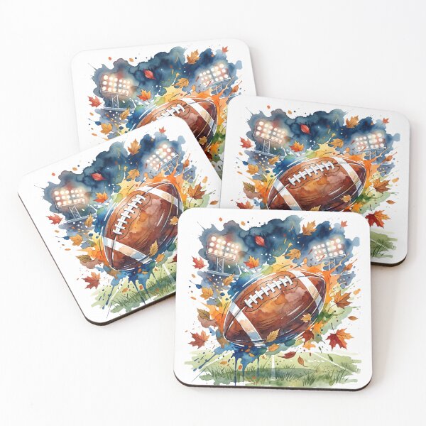 Item preview, Fall Football Watercolor American Football Autumn Leaves Stadium Sports Design designed and sold by favoprintaart.