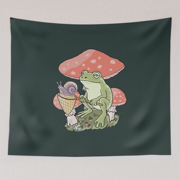 Item preview, Frog Cottagecore Mushroom Snail Vintage Forest Art designed and sold by LeshanArt.