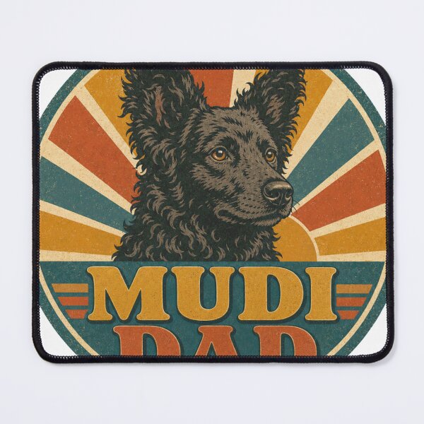 Item preview, Mudi Retro Sunset Emblem Mudi Dad designed and sold by BoosterShop.