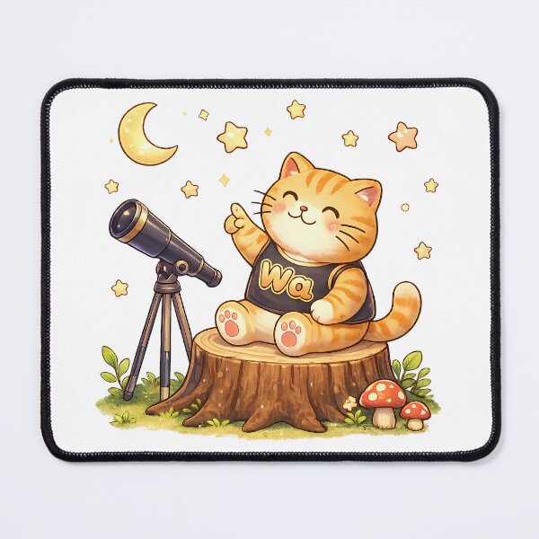 Item preview, Kawaii Orange Cat Stargazing Cute Cartoon Animal Design designed and sold by Wawa5656.