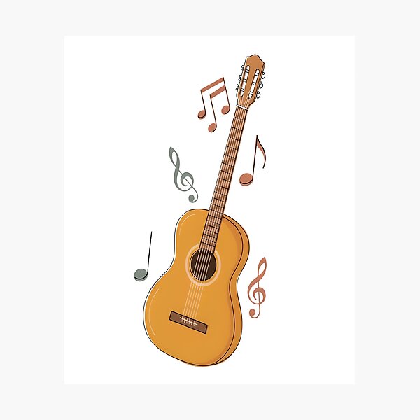 Item preview, Acoustic Guitar – Minimalist Classical Music Notes Design designed and sold by Midnight Veil Designs.
