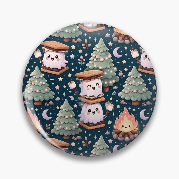 Item preview, Cute Pastel Ghost Campfire Night Pattern designed and sold by Thai Vibe Studio.
