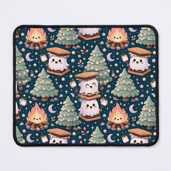 Item preview, Cute Pastel Ghost Campfire Night Pattern designed and sold by Thai Vibe Studio.
