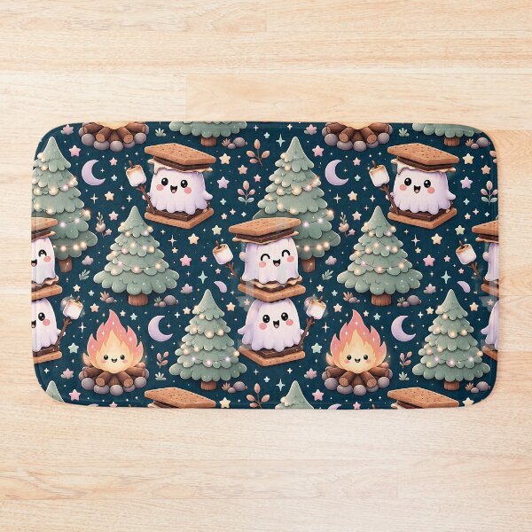 Item preview, Cute Pastel Ghost Campfire Night Pattern designed and sold by Thai Vibe Studio.