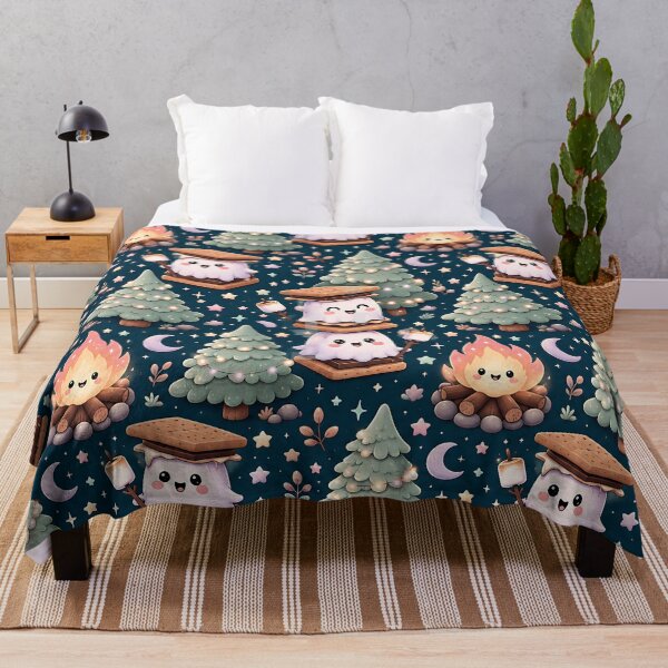Item preview, Cute Pastel Ghost Campfire Night Pattern designed and sold by Thai Vibe Studio.