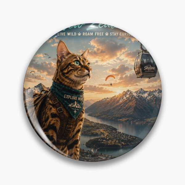 Item preview, Bengal Catventurer Queenstown New Zealand  Adventure Cats™  Vintage Explorer Travel Design designed and sold by TeeVibeHaus.