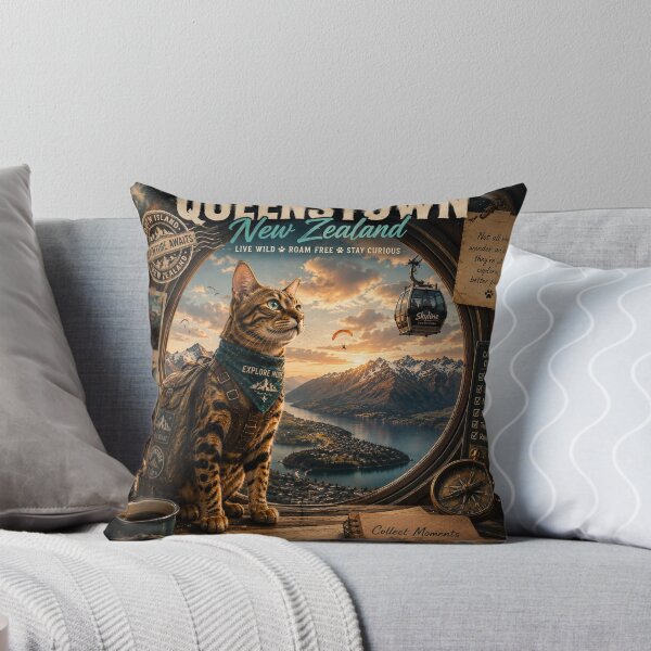 Item preview, Bengal Catventurer Queenstown New Zealand  Adventure Cats™  Vintage Explorer Travel Design designed and sold by TeeVibeHaus.