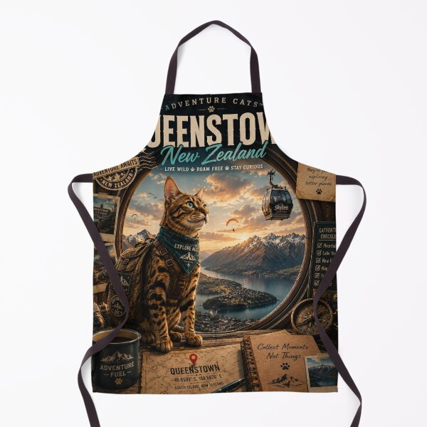 Item preview, Bengal Catventurer Queenstown New Zealand Adventure Cats™ Vintage Explorer Travel Design designed and sold by TeeVibeHaus.