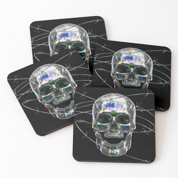 Item preview, Crystal Skull Wrapped in Barbed Wire – Iridescent Gothic Art designed and sold by BuckaBaby.