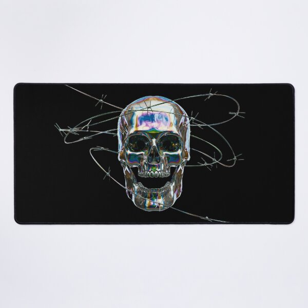 Item preview, Crystal Skull Wrapped in Barbed Wire – Iridescent Gothic Art designed and sold by BuckaBaby.