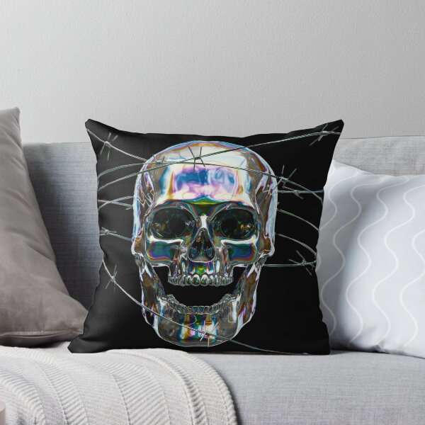 Item preview, Crystal Skull Wrapped in Barbed Wire – Iridescent Gothic Art designed and sold by BuckaBaby.