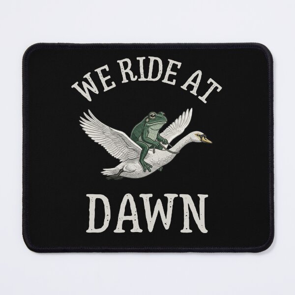 Item preview, We Ride at Dawn Funny Frog Riding Goose Morning Adventure Humor designed and sold by Cree8if.