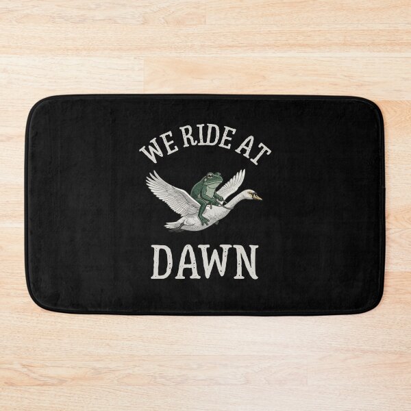 Item preview, We Ride at Dawn Funny Frog Riding Goose Morning Adventure Humor designed and sold by Cree8if.