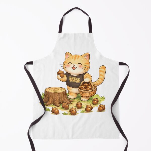 Item preview, Kawaii Orange Cat Gathering Acorns Cute Cartoon Animal Design designed and sold by Wawa5656.