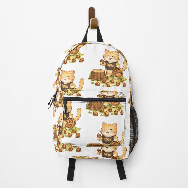 Item preview, Kawaii Orange Cat Gathering Acorns Cute Cartoon Animal Design designed and sold by Wawa5656.