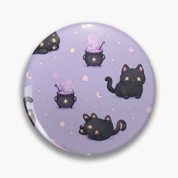 Item preview, Kawaii Black Cat Stars Night Pattern designed and sold by Thai Vibe Studio.