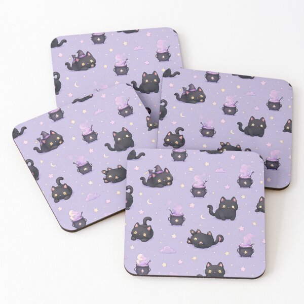 Item preview, Kawaii Black Cat Stars Night Pattern designed and sold by Thai Vibe Studio.