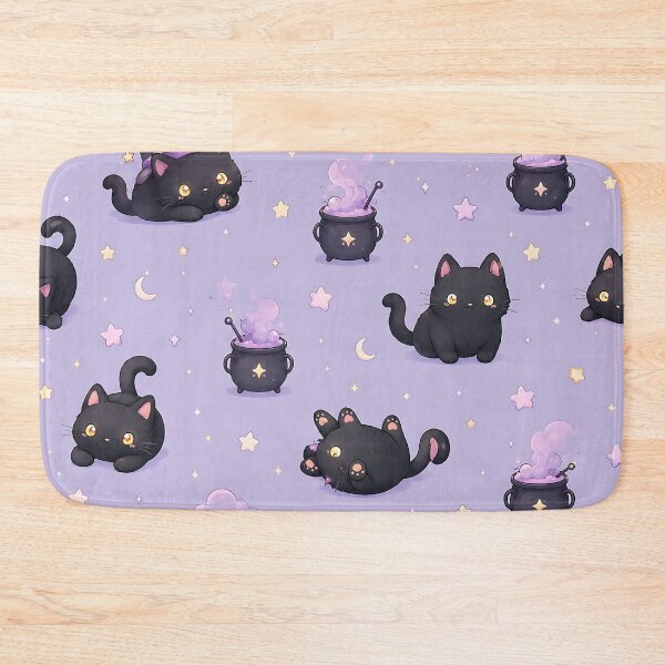 Item preview, Kawaii Black Cat Stars Night Pattern designed and sold by Thai Vibe Studio.
