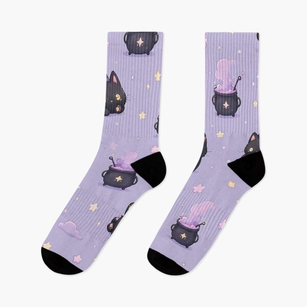 Item preview, Kawaii Black Cat Stars Night Pattern designed and sold by Thai Vibe Studio.