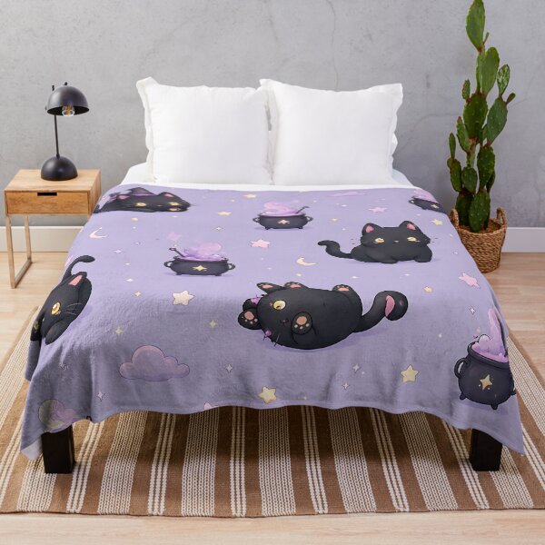Item preview, Kawaii Black Cat Stars Night Pattern designed and sold by Thai Vibe Studio.