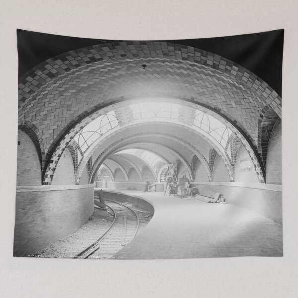 Item preview, 1900 New York City Hall subway station vintage black and white fine art print photograph designed and sold by Astrid Arkhangelsky.