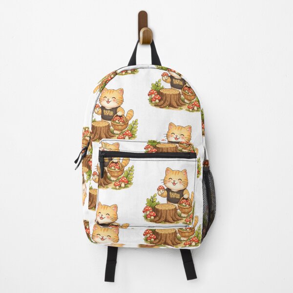 Item preview, Kawaii Orange Cat Collecting Mushrooms Cute Cartoon Animal Design designed and sold by Wawa5656.