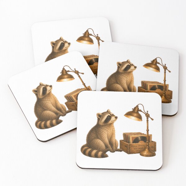 Item preview, Retro Raccoon Vinyl Records Crate Music Lover Art designed and sold by AQUILAKREO.