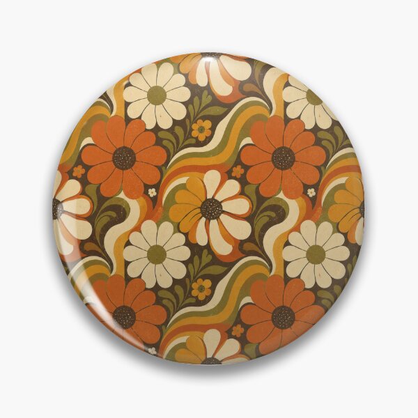 Item preview, Sunset Daisy Waves Retro Floral Repeat Pattern designed and sold by Golden Era Studio.