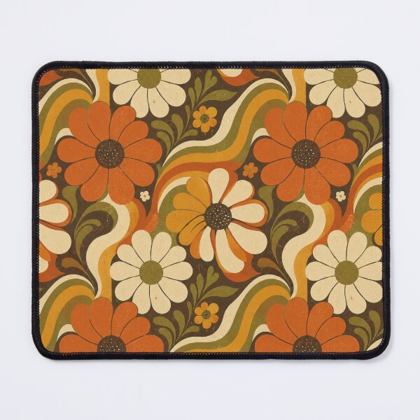 Item preview, Sunset Daisy Waves Retro Floral Repeat Pattern designed and sold by Golden Era Studio.