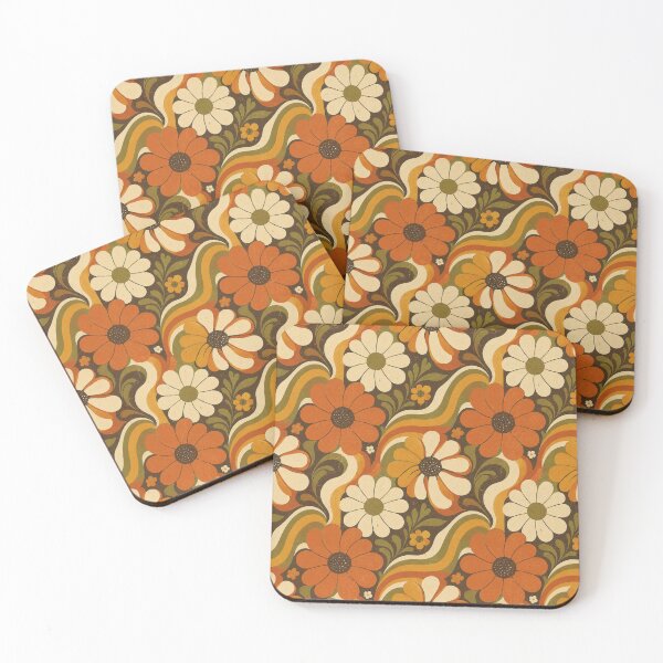 Item preview, Sunset Daisy Waves Retro Floral Repeat Pattern designed and sold by Golden Era Studio.