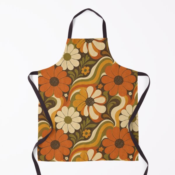 Item preview, Sunset Daisy Waves Retro Floral Repeat Pattern designed and sold by Golden Era Studio.