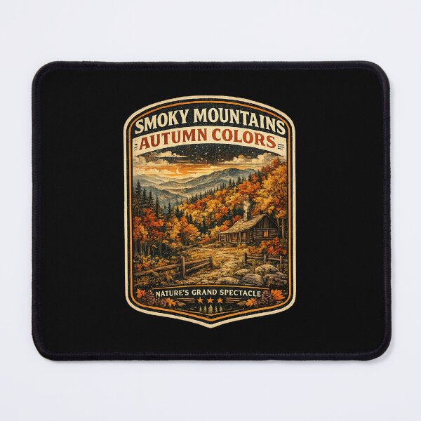 Item preview, Smoky Mountains Autumn Vintage Travel Poster | Retro Fall Foliage Cabin Art designed and sold by Globalcitytees.