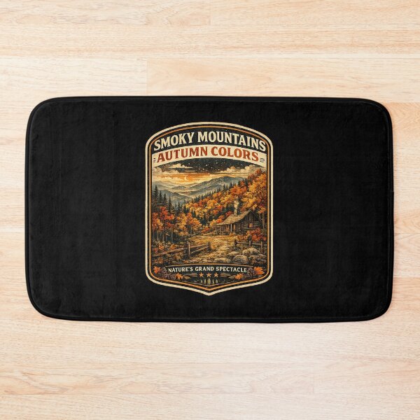 Item preview, Smoky Mountains Autumn Vintage Travel Poster | Retro Fall Foliage Cabin Art designed and sold by Globalcitytees.