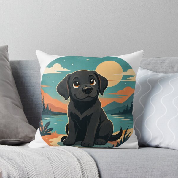 Item preview, Adventurous Black Labrador – Retro Illustration of a Dog by a Mountain Lake designed and sold by Goodthingstree.